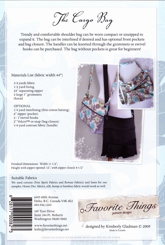 The Cargo Bag Sewing Pattern - Nonna's Notions N' Sew On