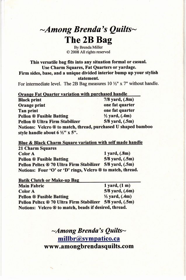 The 2B Bag Sewing Pattern - Nonna's Notions N' Sew On