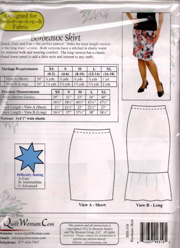 The Bordeaux Skirt Sewing Pattern - Nonna's Notions N' Sew On