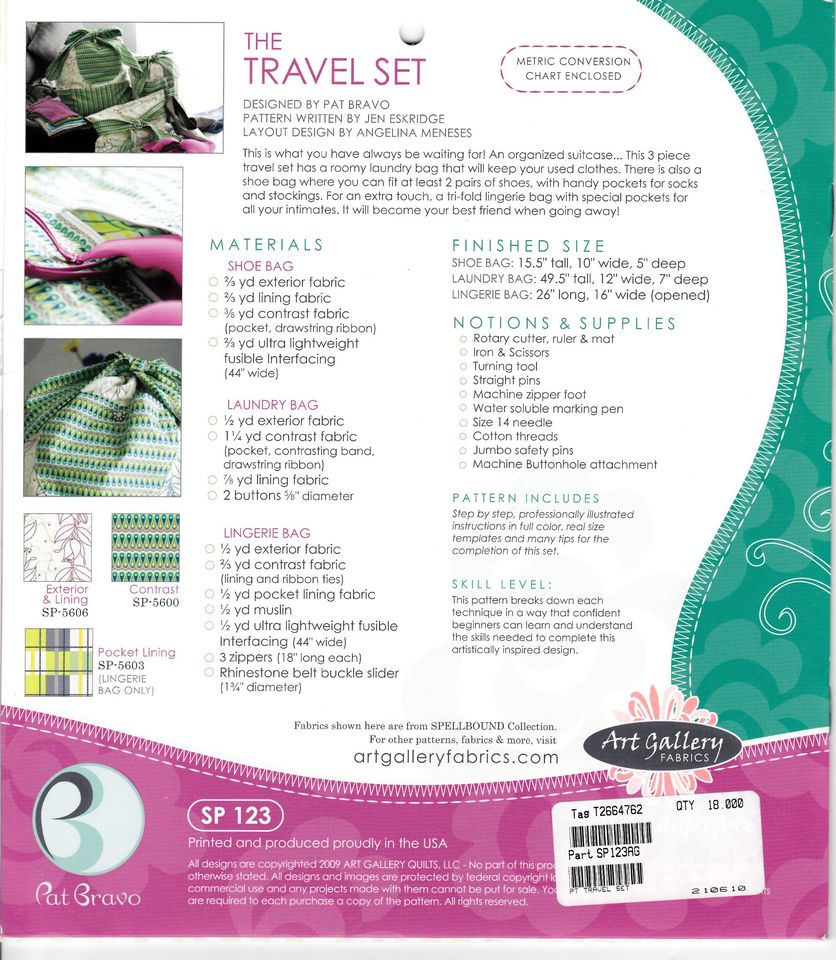 The Travel Set Sewing Pattern Sewing Pattern - Nonna's Notions N' Sew On