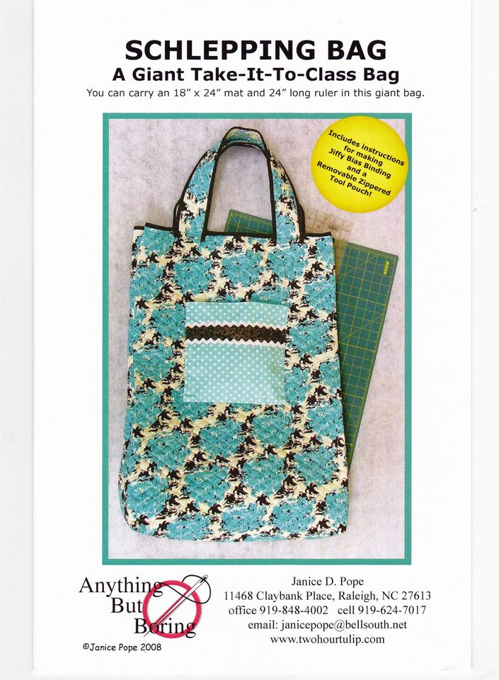 The Schlepping Bag Sewing Pattern - Nonna's Notions N' Sew On