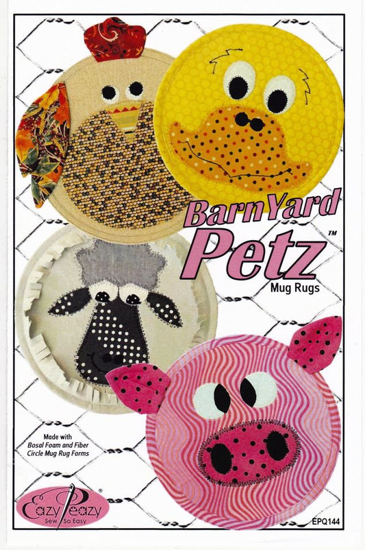 Barn Yard Petz Mug Rugs or Child Size Placemats Applique'/Sewing Pattern - Nonna's Notions N' Sew On