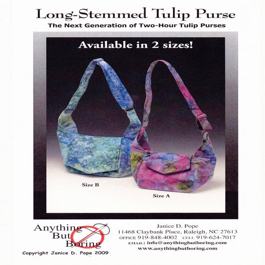 Long-Stemmed Tulip Purse Sewing Pattern - Nonna's Notions N' Sew On