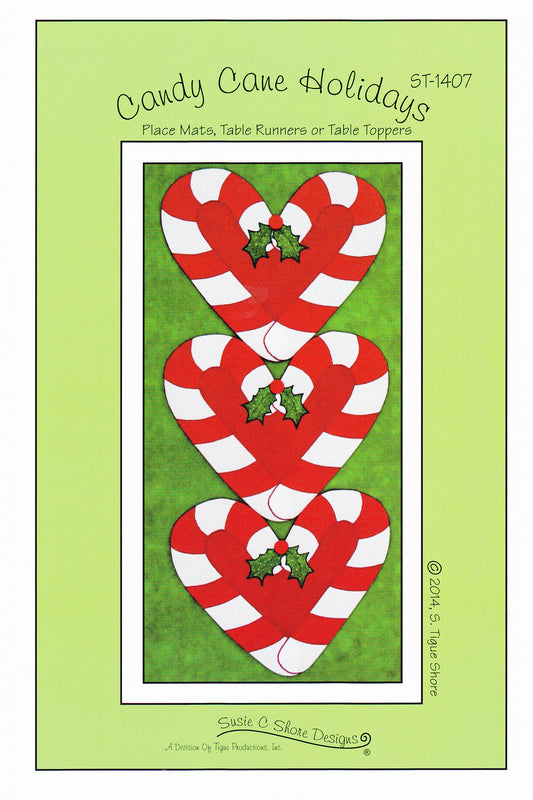 Candy Cane Holidays Placemats, Table Runner & Table Topper Quilting/Sewing Pattern - Nonna's Notions N' Sew On