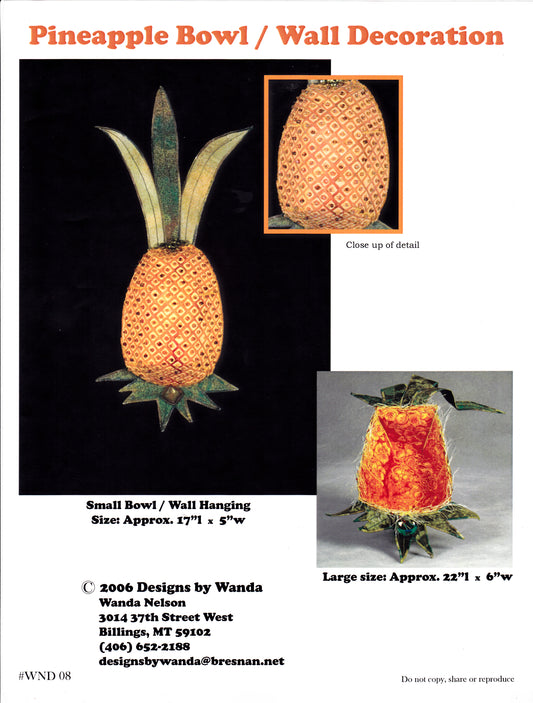 Pineapple Bowl & Wall Decoration Sewing Pattern - Nonna's Notions N' Sew On