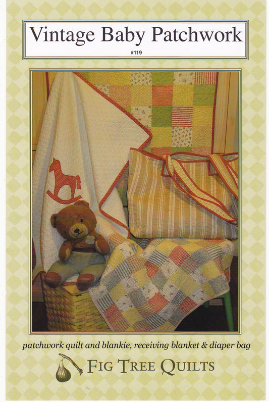 Vintage Baby Patchwork Quilt, Blankie, Receiving Blanket & Diaper Bag Quilt/Applique'/Sewing Pattern - Nonna's Notions N' Sew On