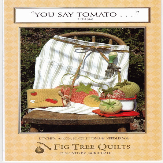 "You Say Tomato" Kitchen Apron, Pin Cushions & Needle Case Sewing Pattern - Nonna's Notions N' Sew On