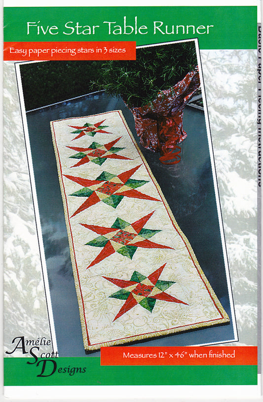 Five Star Table Runner Quilting/Sewing pattern - Nonna's Notions N' Sew On