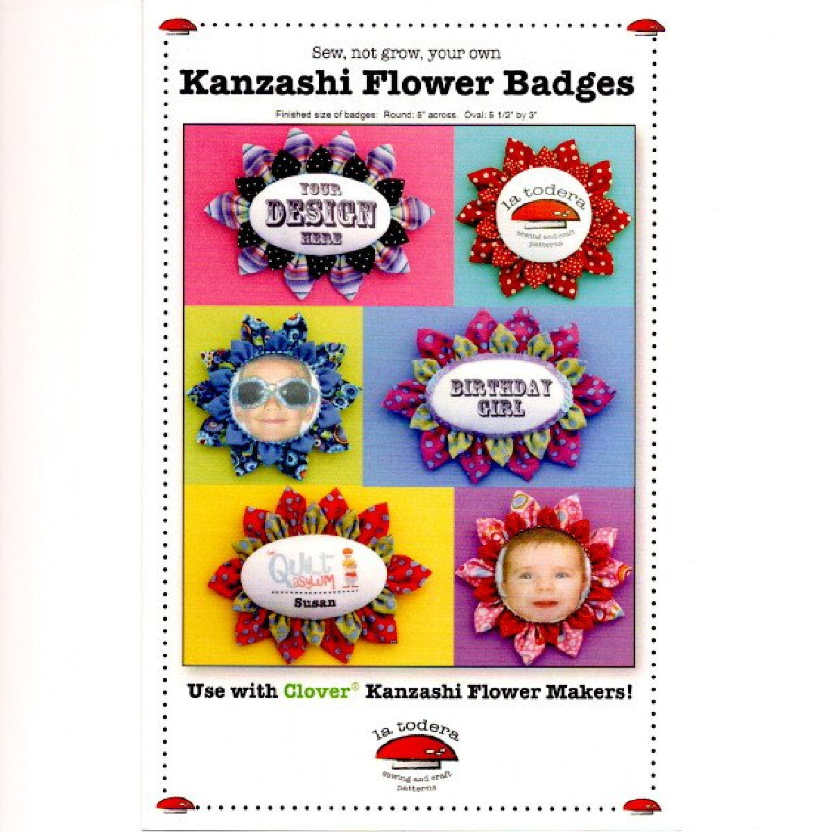 Kanzashi Flower Badges Sewing Pattern - Nonna's Notions N' Sew On